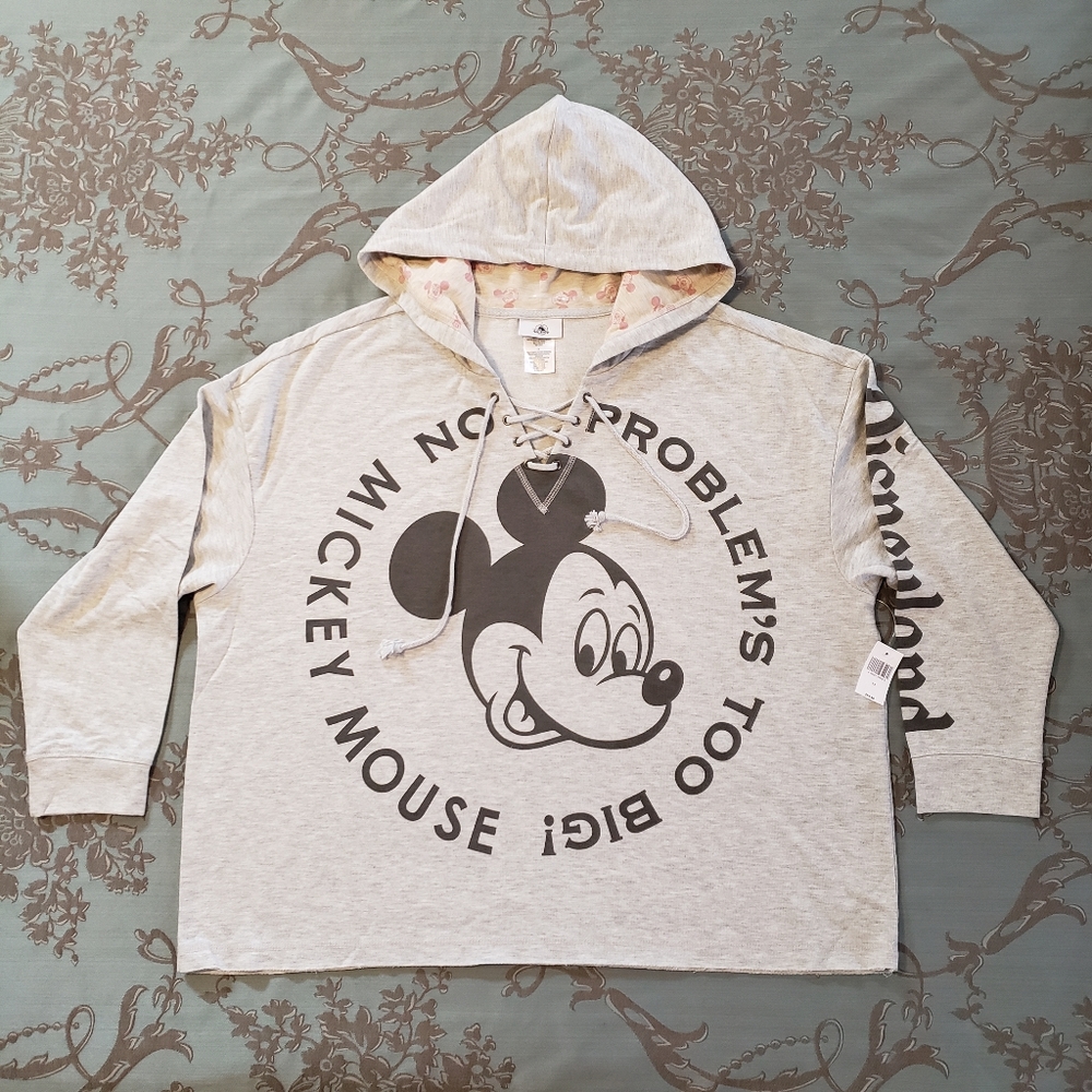 Disney Parks Gray Mickey Mouse 3/4 Sleeve Hoodie Women Plus Size 1X